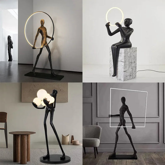 Designer Hotel Decor Humanoid Outdoor Lamp Salon Light Statue Sculpture Lamp Floor Lamp High Quality Modern LED Plastic 80 Round